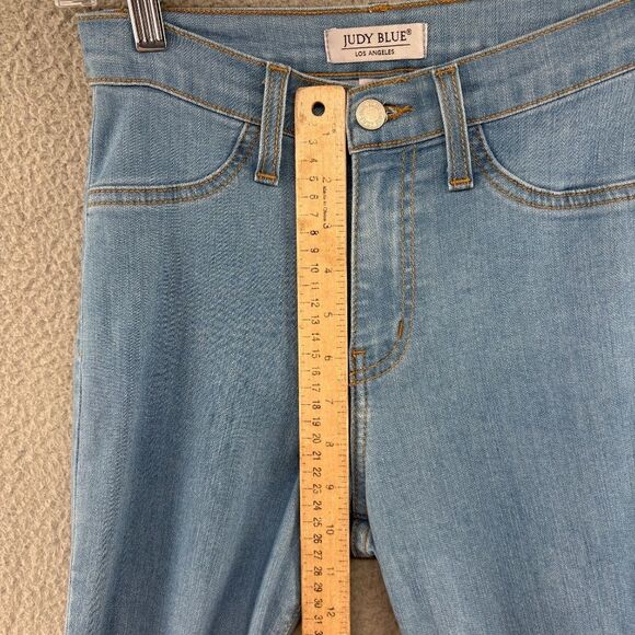 Judy Blue High Rise Raw Hem Flare Jeans Light Wash Stretch Denim Size 1 (25) - Picture 5 of 14